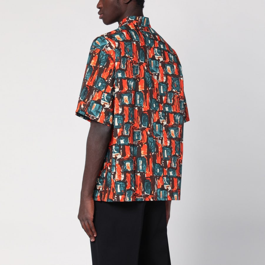 Prada Camicia con stampa multicolore in cotone, view 3