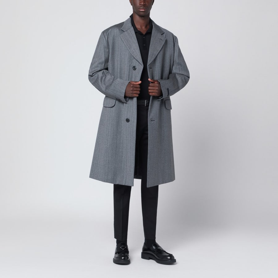 Prada Cappotto monopetto grigio in lana