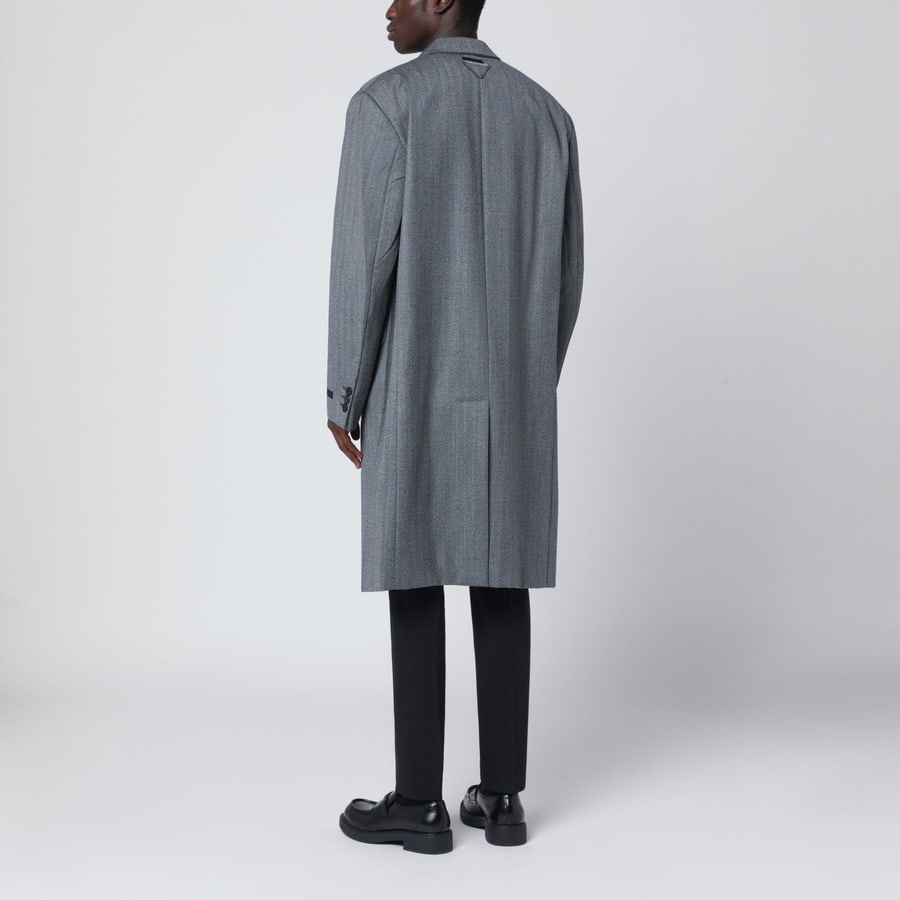 Prada Cappotto monopetto grigio in lana, view 3