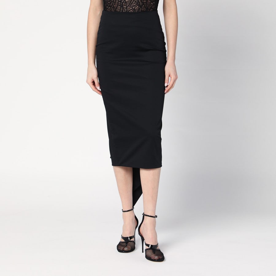 THE LATEST Gonna midi nera in cotone