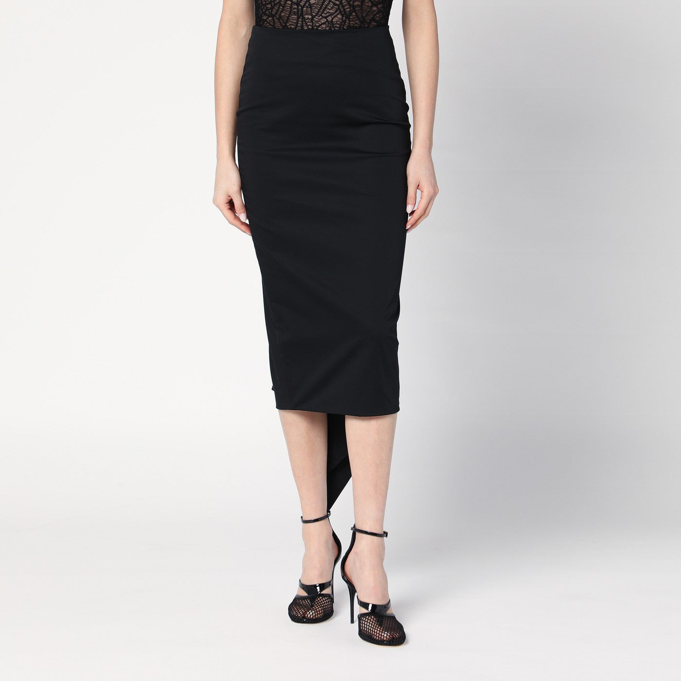 THE LATEST Gonna midi nera in cotone