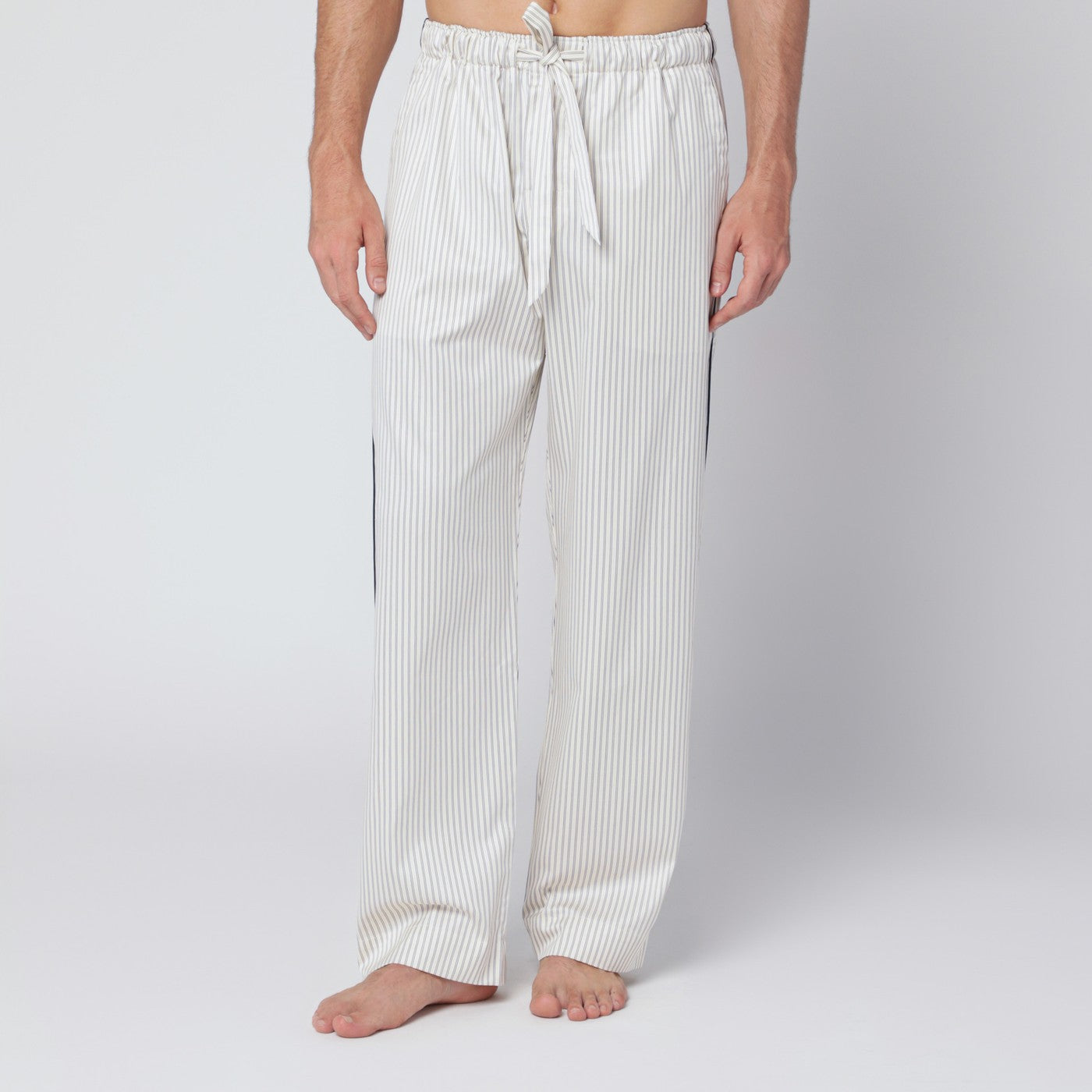 TEKLA Pantalone pigiama bianco/marrone a righe