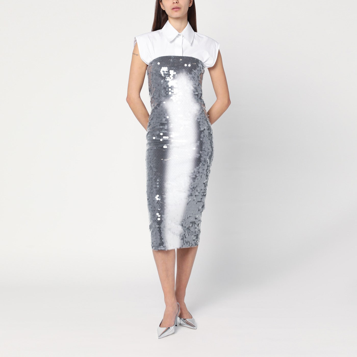 Sportmax Abito longuette con paillette effetto sfumato
