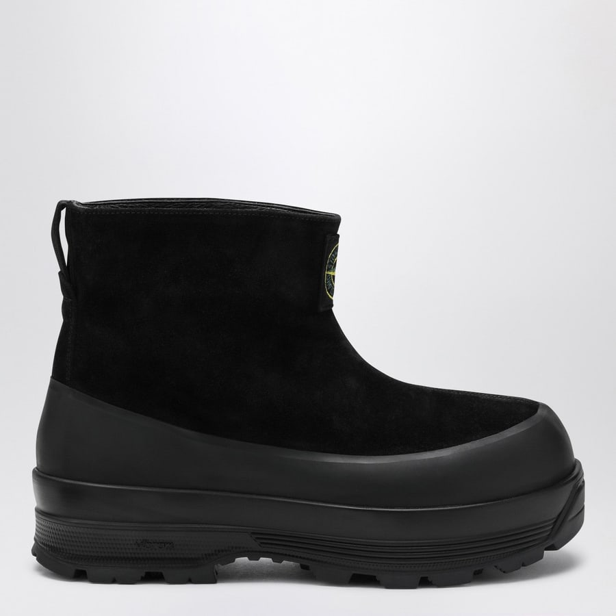 Stone Island Stivaletto nero in suede con logo