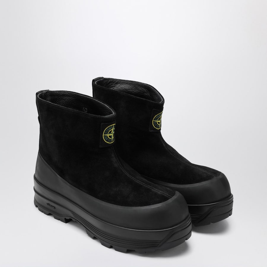 Stone Island Stivaletto nero in suede con logo, view 2
