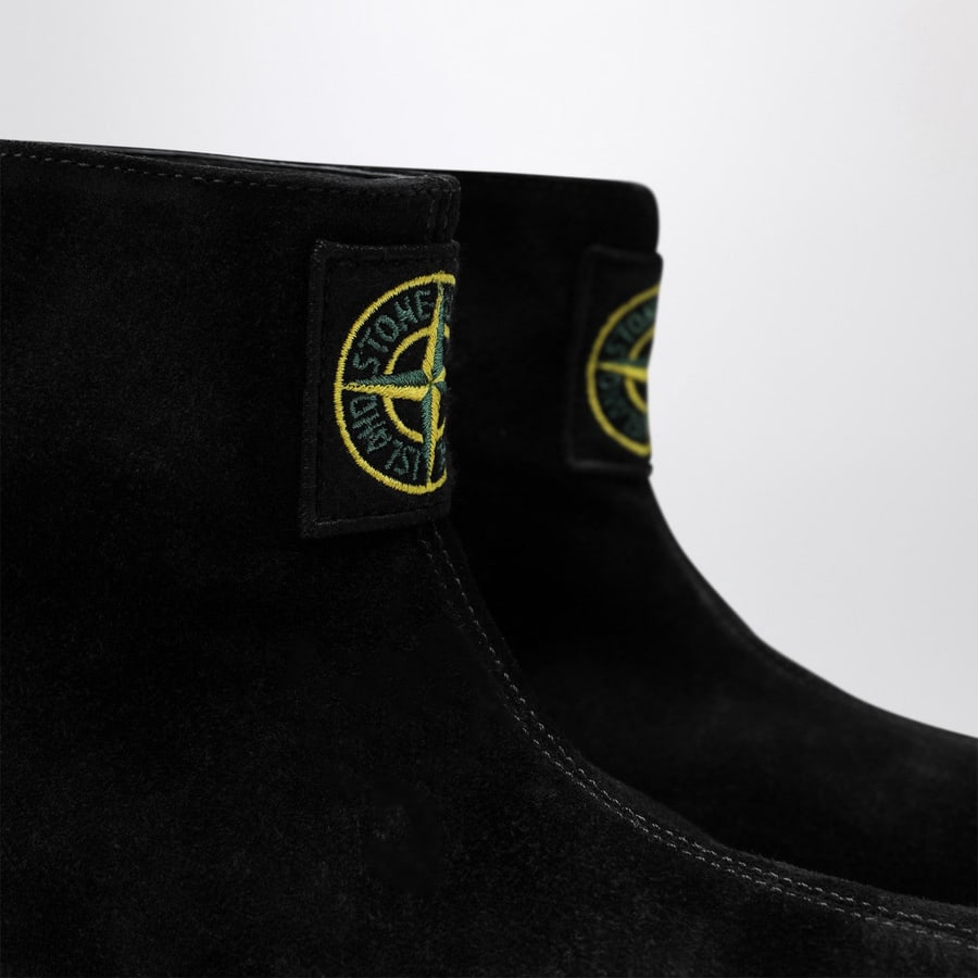 Stone Island Stivaletto nero in suede con logo, view 5