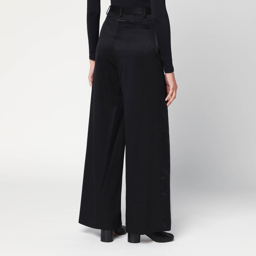 MM6 Pantalone a palazzo nero in satin, view 4