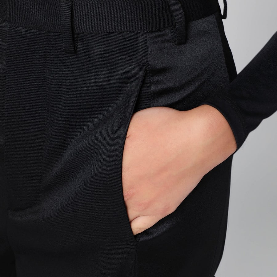 MM6 Pantalone a palazzo nero in satin, view 5