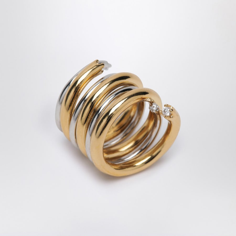 PANCONESI Anello a spirale dorato/argento