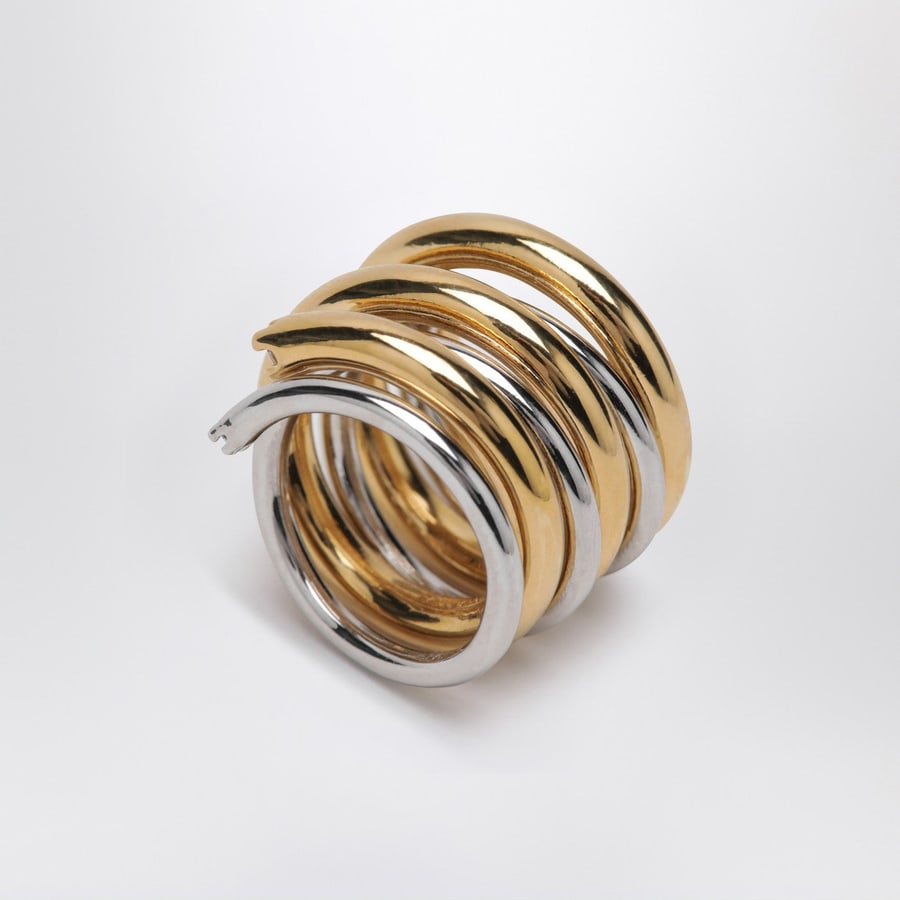 PANCONESI Anello a spirale dorato/argento, view 3