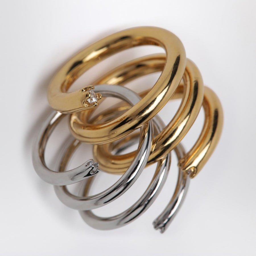 PANCONESI Anello a spirale dorato/argento, view 4