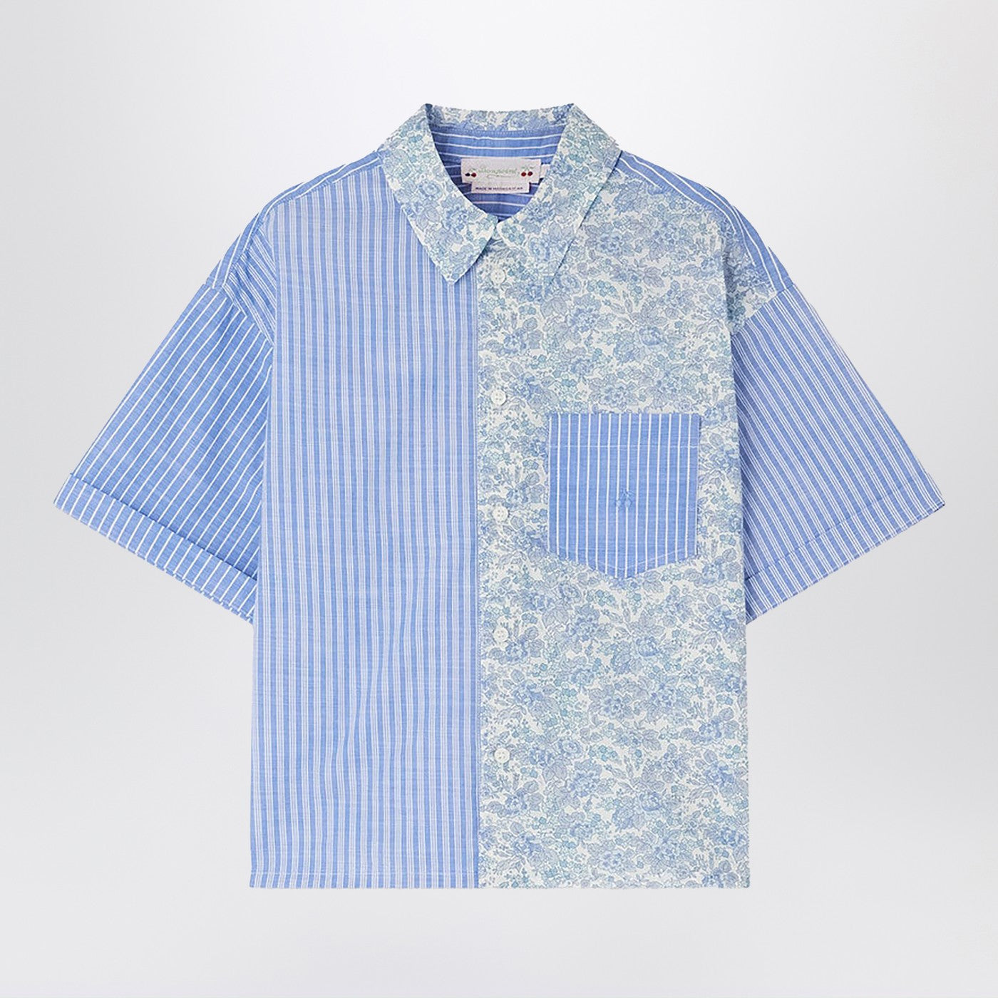BONPOINT Camicia patchwork Elyas azzurra