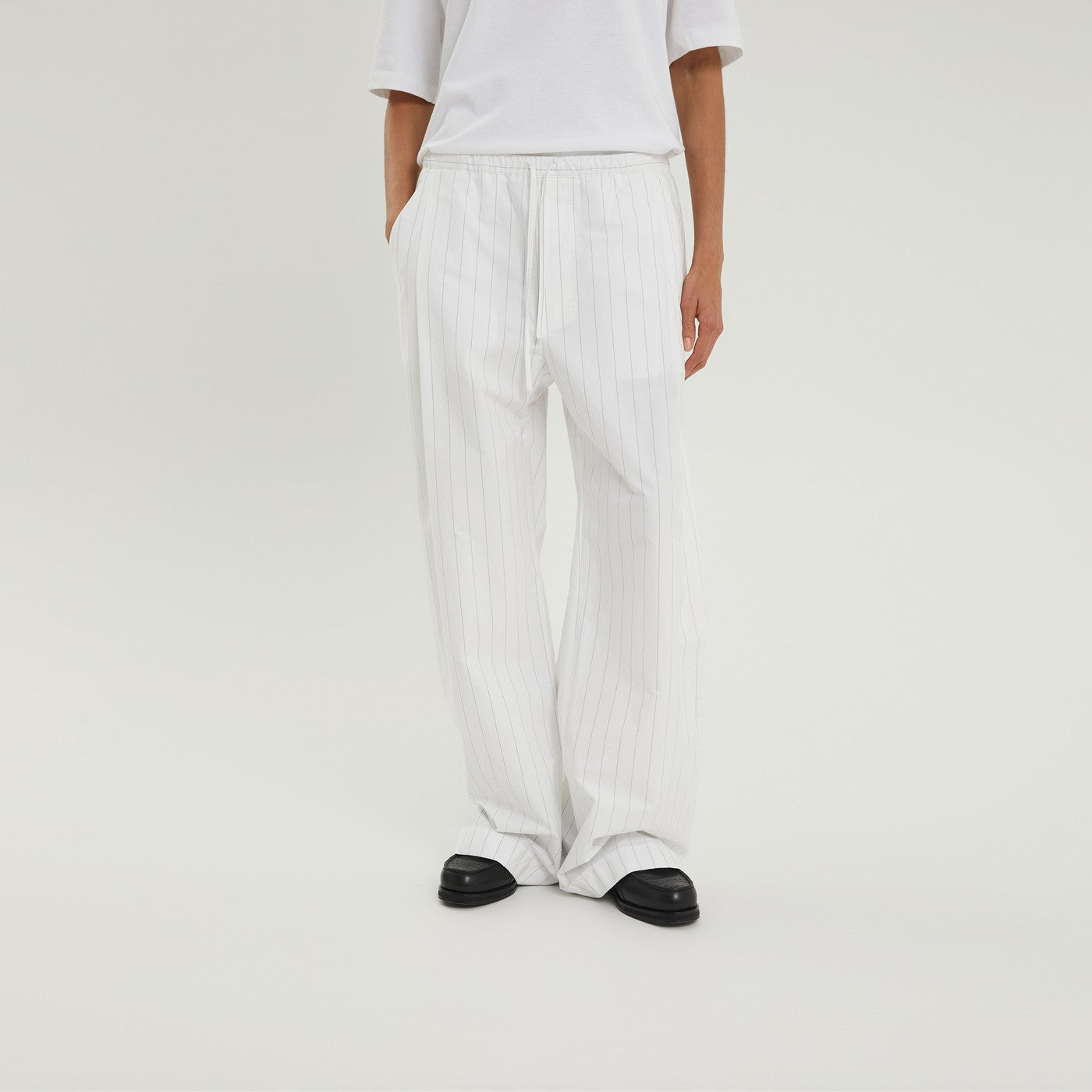 1989 STUDIO Pantaloni boxy bianchi a righe