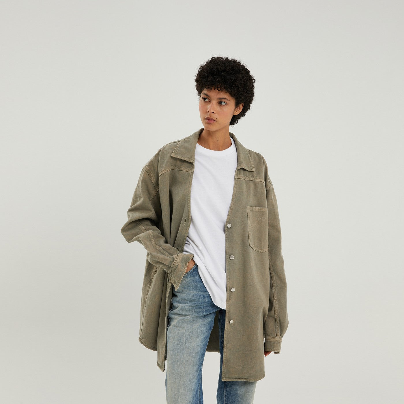 1989 STUDIO Camicia overshirt in denim marrone chiaro