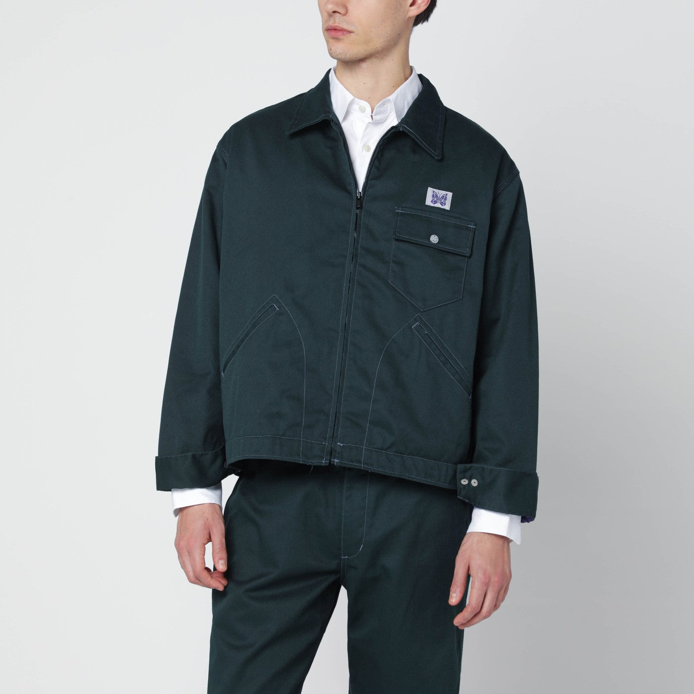 NEEDLES Giacca camicia con zip verde