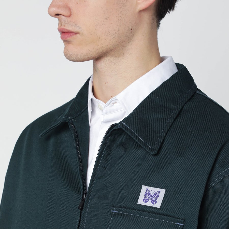 NEEDLES Giacca camicia con zip verde, view 4