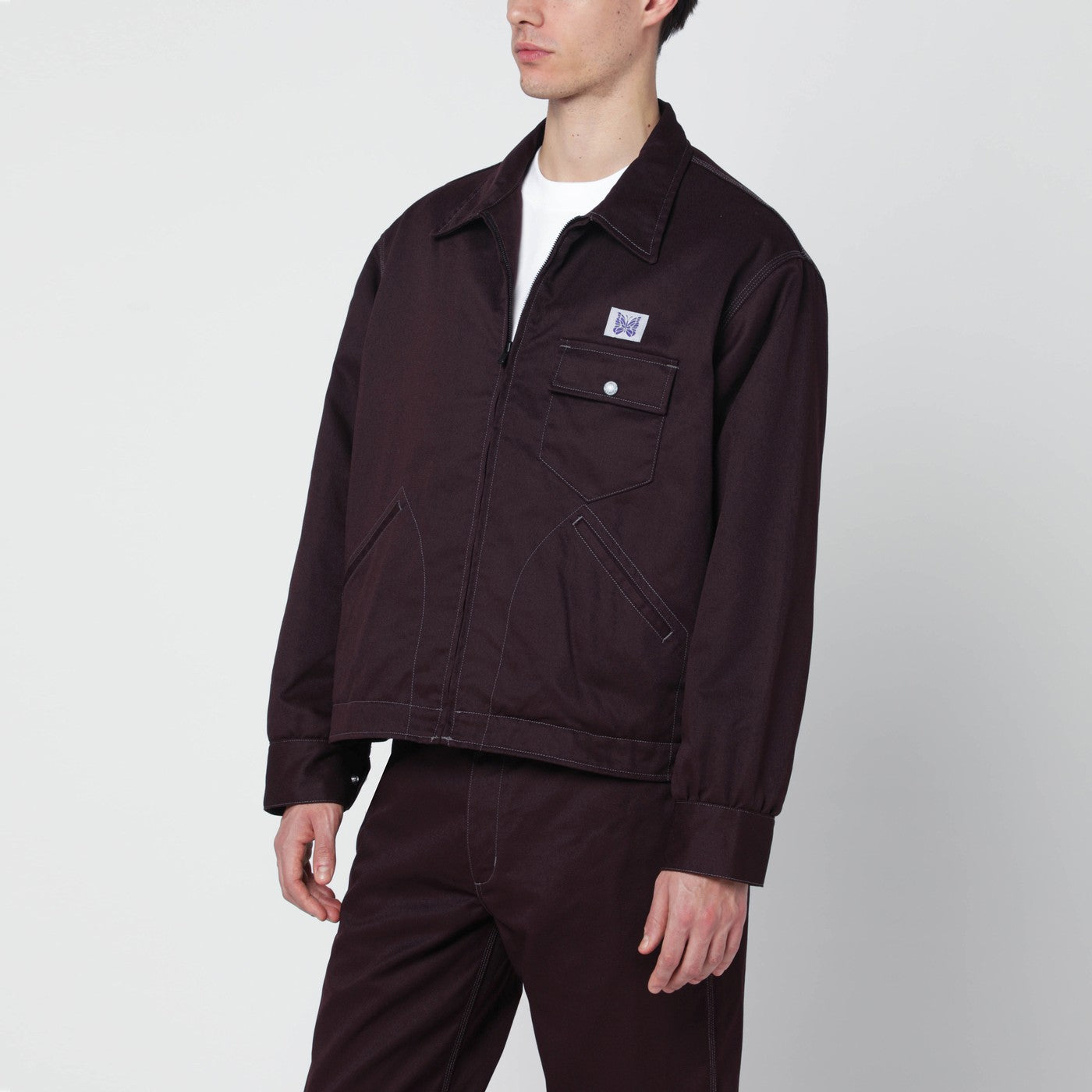 NEEDLES Giacca camicia con zip burgundy