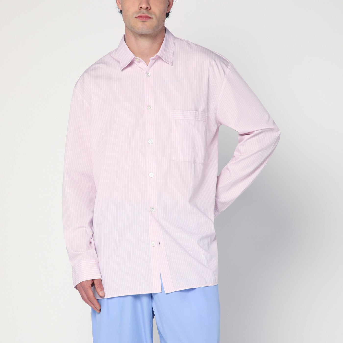 TEKLA Camicia pigiama rosa a righe