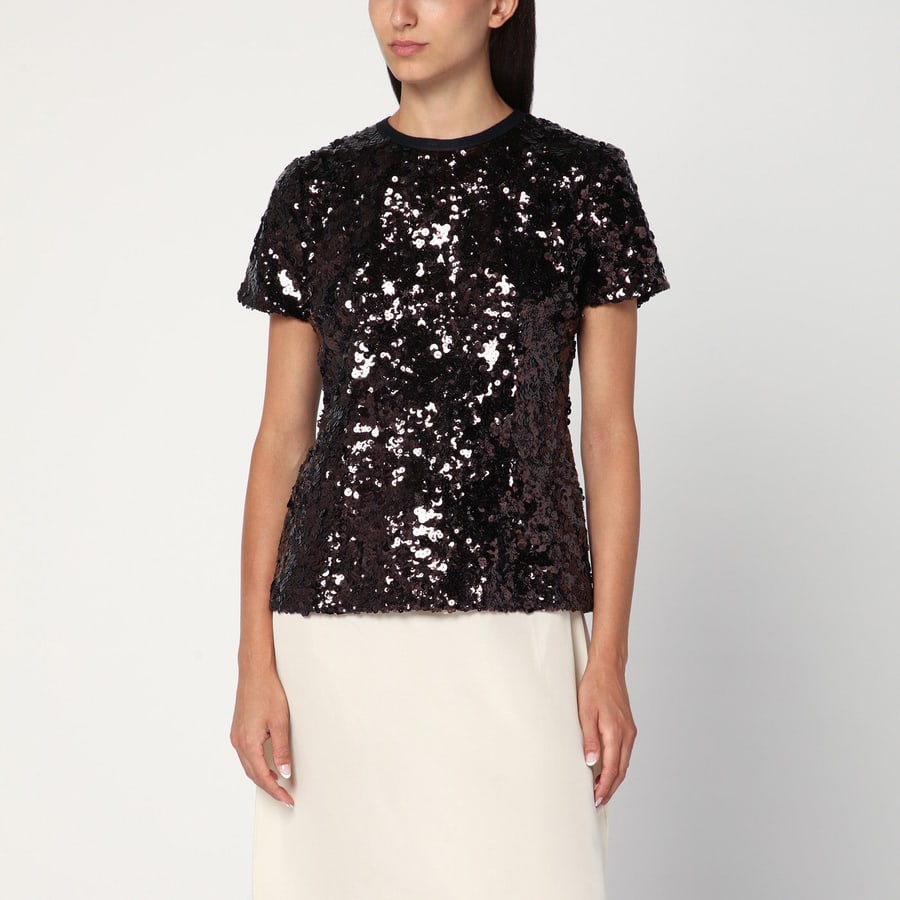 Prada Top con paillettes color prugna