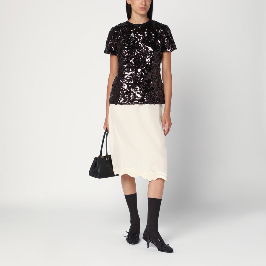 Prada Top con paillettes color prugna, view 2