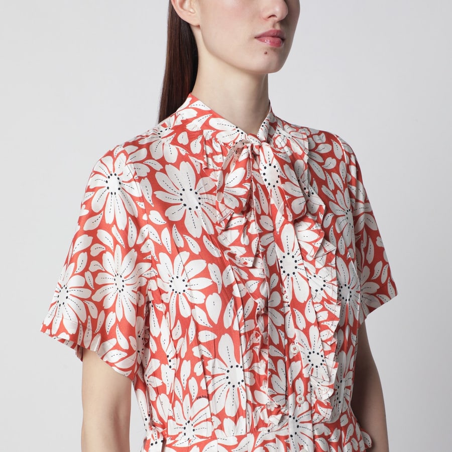 Prada Abito chemisier con motivo floreale, view 4