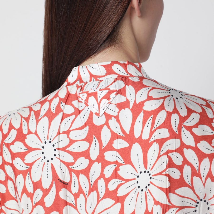 Prada Abito chemisier con motivo floreale, view 5