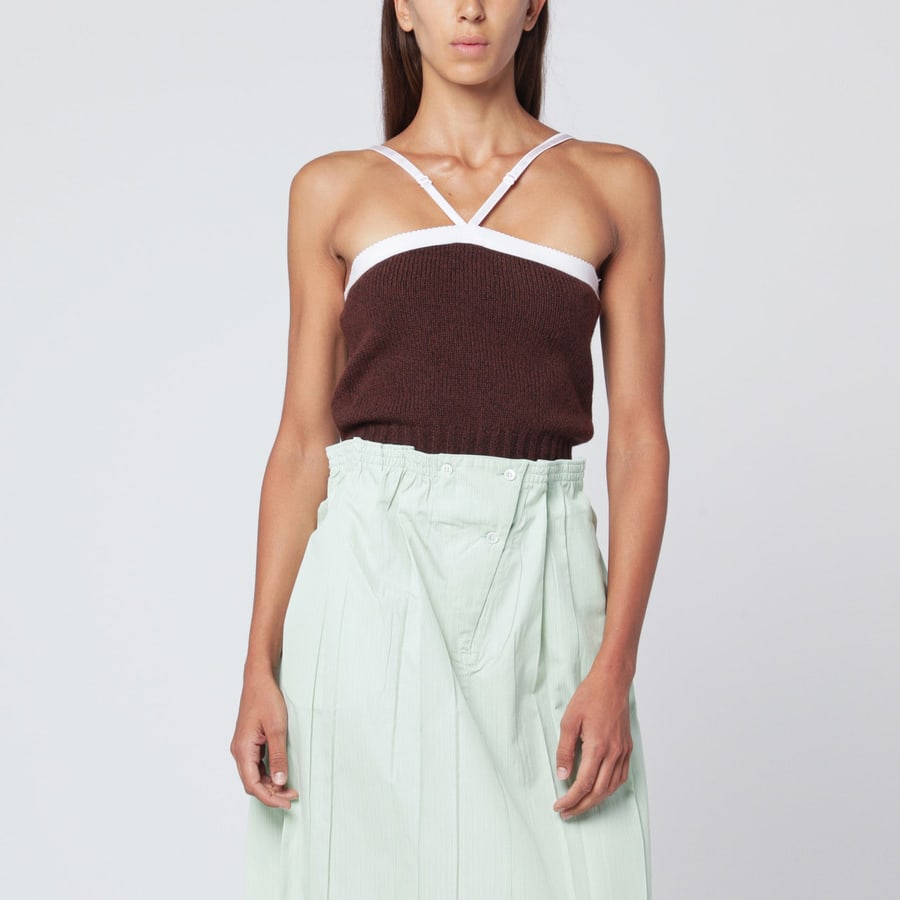 Prada Top in lana e cashmere marrone