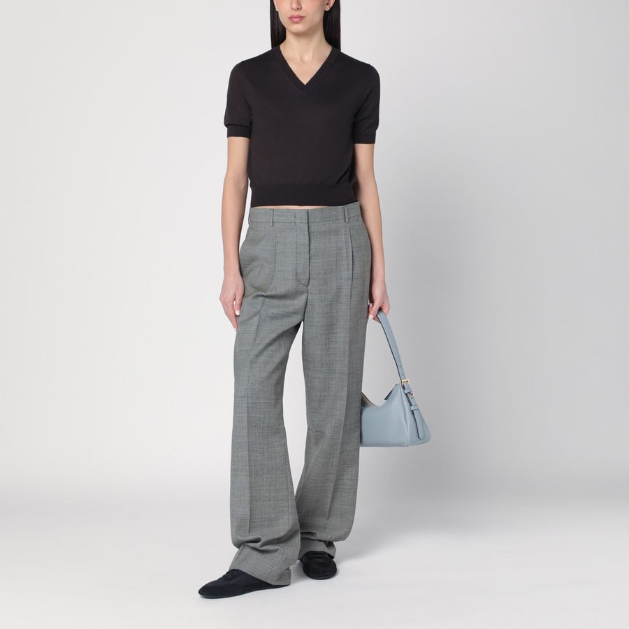 Prada Pantalone ampio grigio in lana, view 2