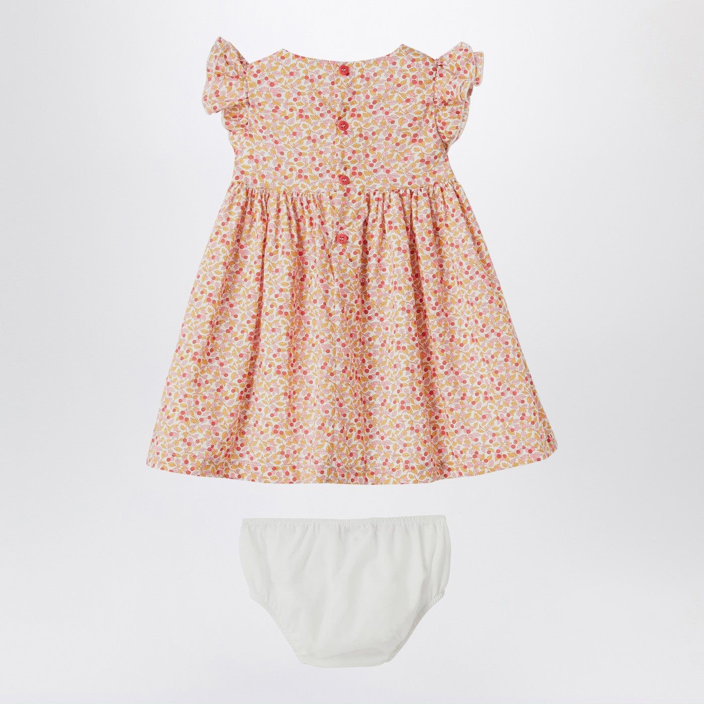 IL GUFO Abito con culotte albicocca in tessuto Liberty, view 2