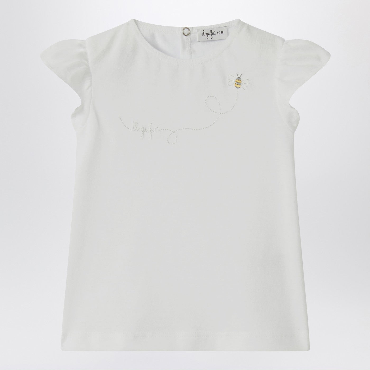 IL GUFO T-shirt bianca con maniche con volant