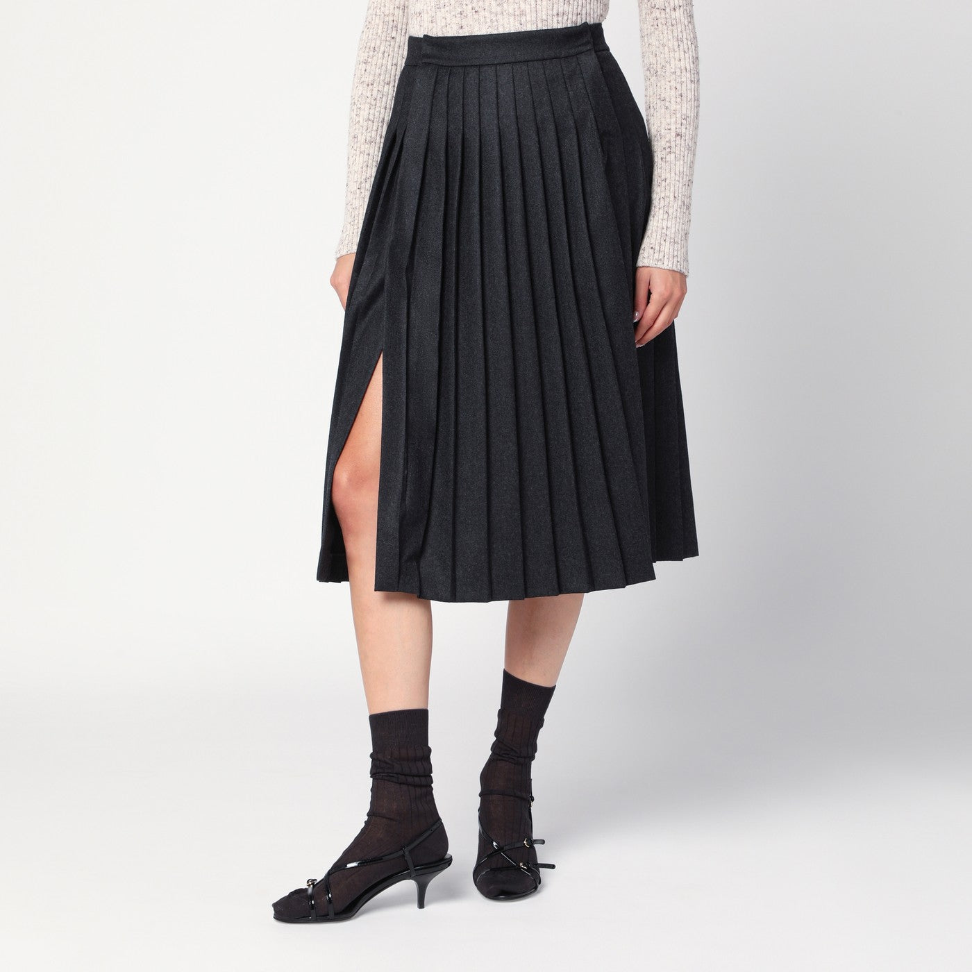 Prada Gonna plissettata grigia in lana