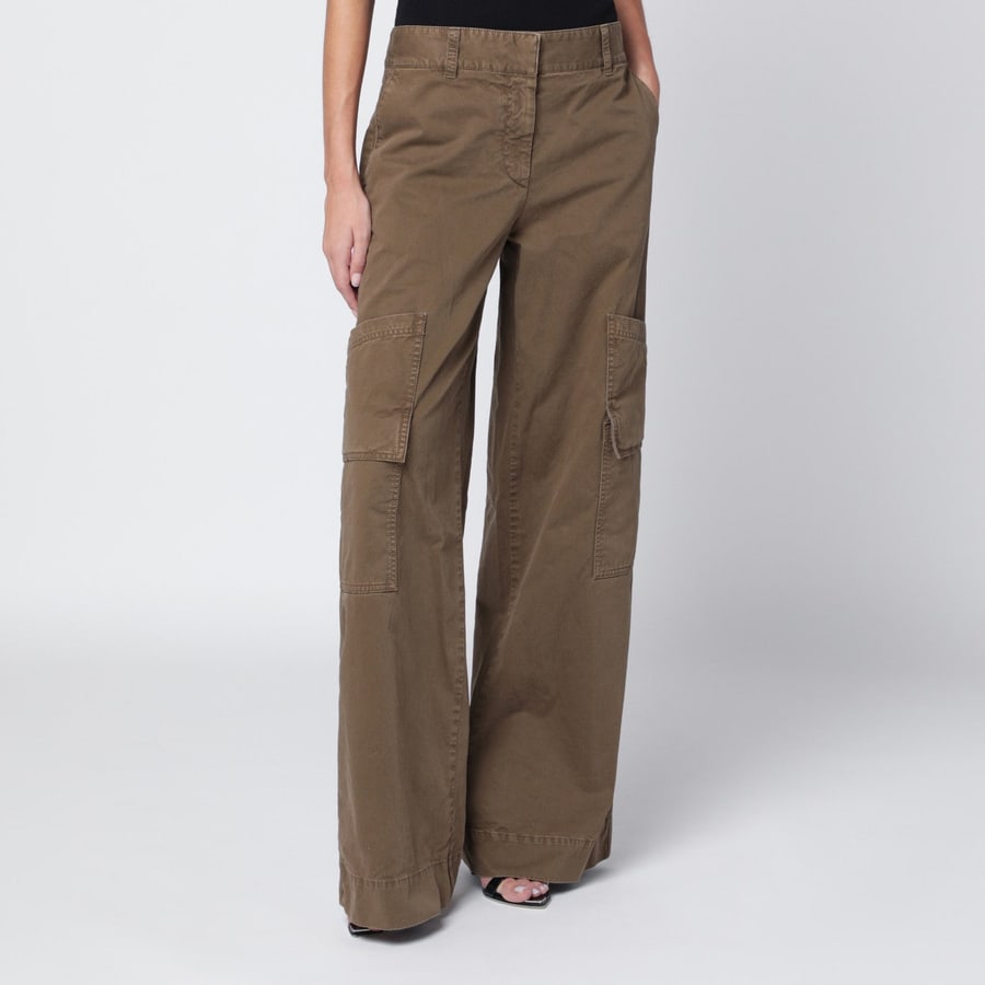 Off-White Pantalone cargo marrone in cotone