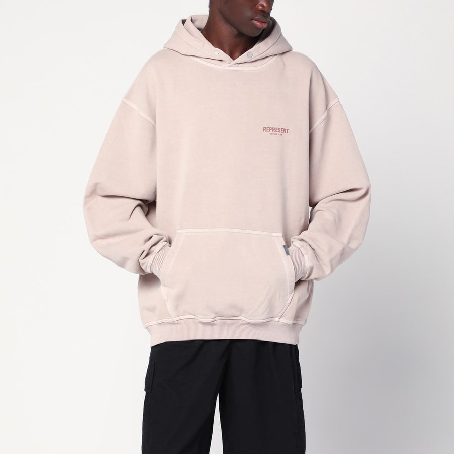 REPRESENT Felpa con cappuccio over rosa malva