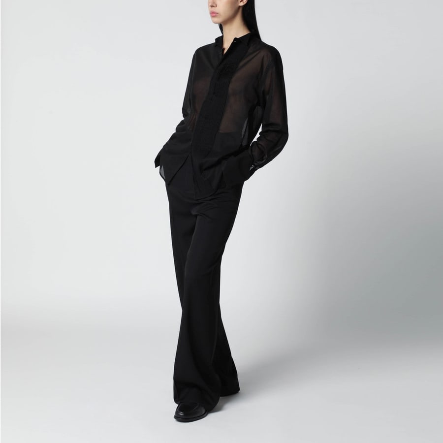 6397 Camicia nera con micro plissettatura, view 2
