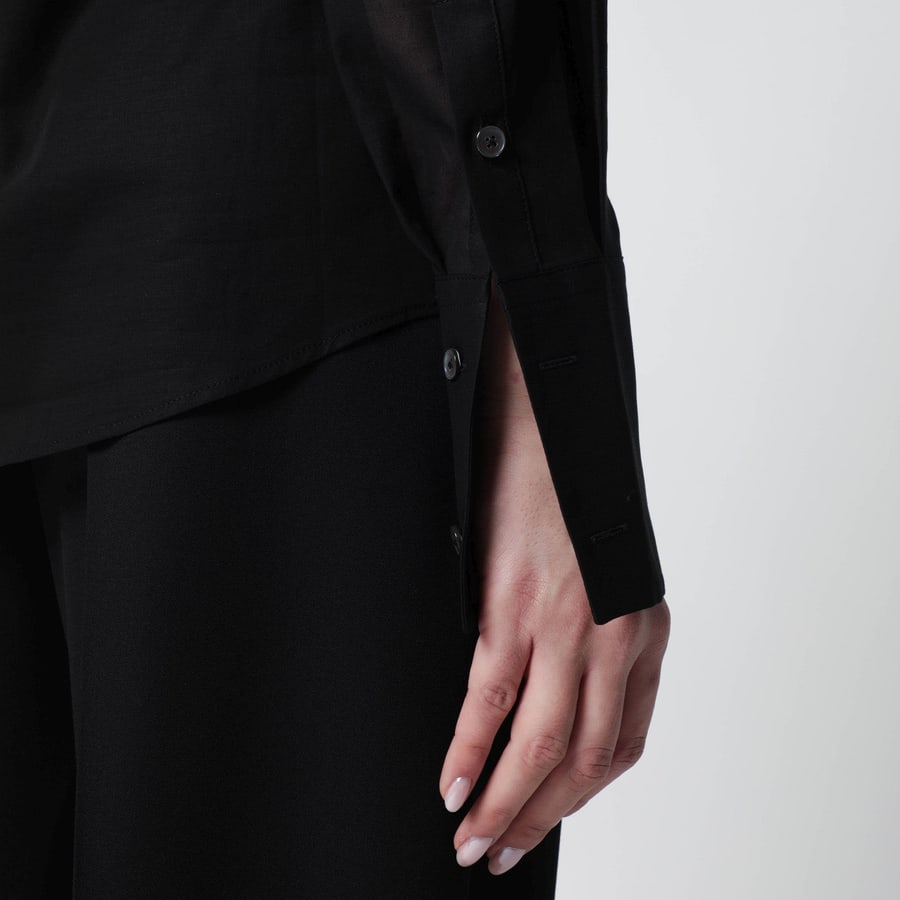 6397 Camicia nera con micro plissettatura, view 4
