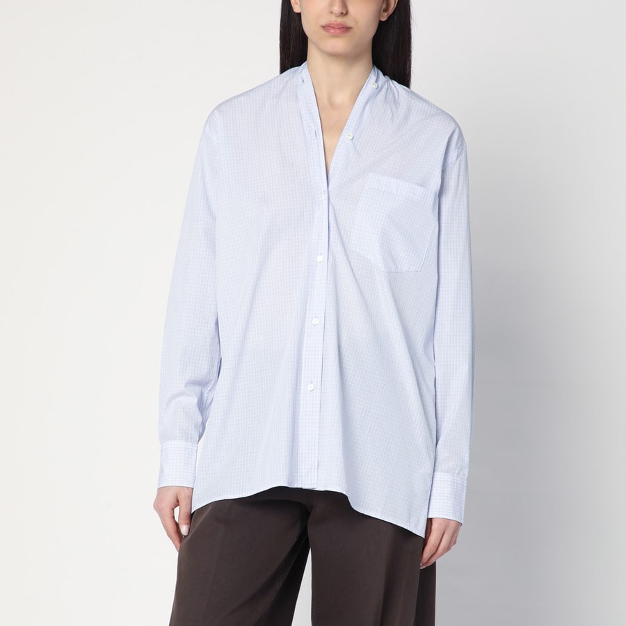 6397 Camicia azzurra a quadretti in cotone