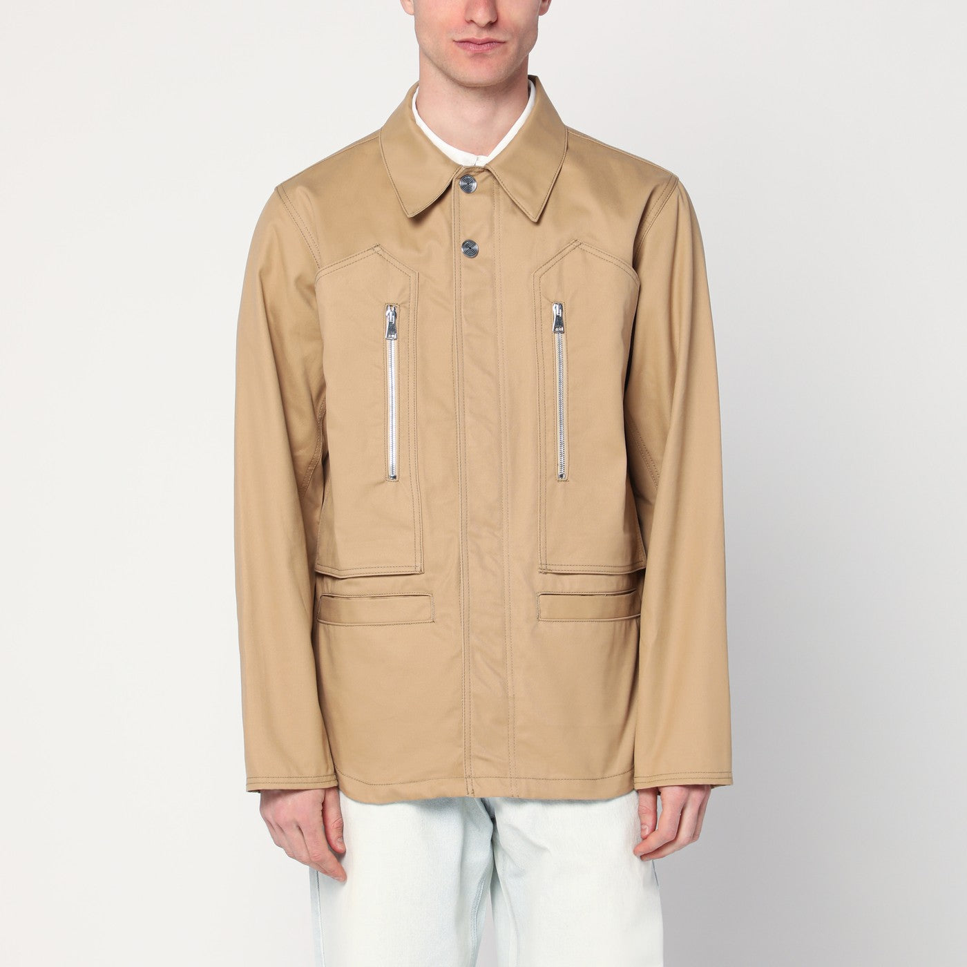 NAMACHEKO Giacca camicia beige in cotone
