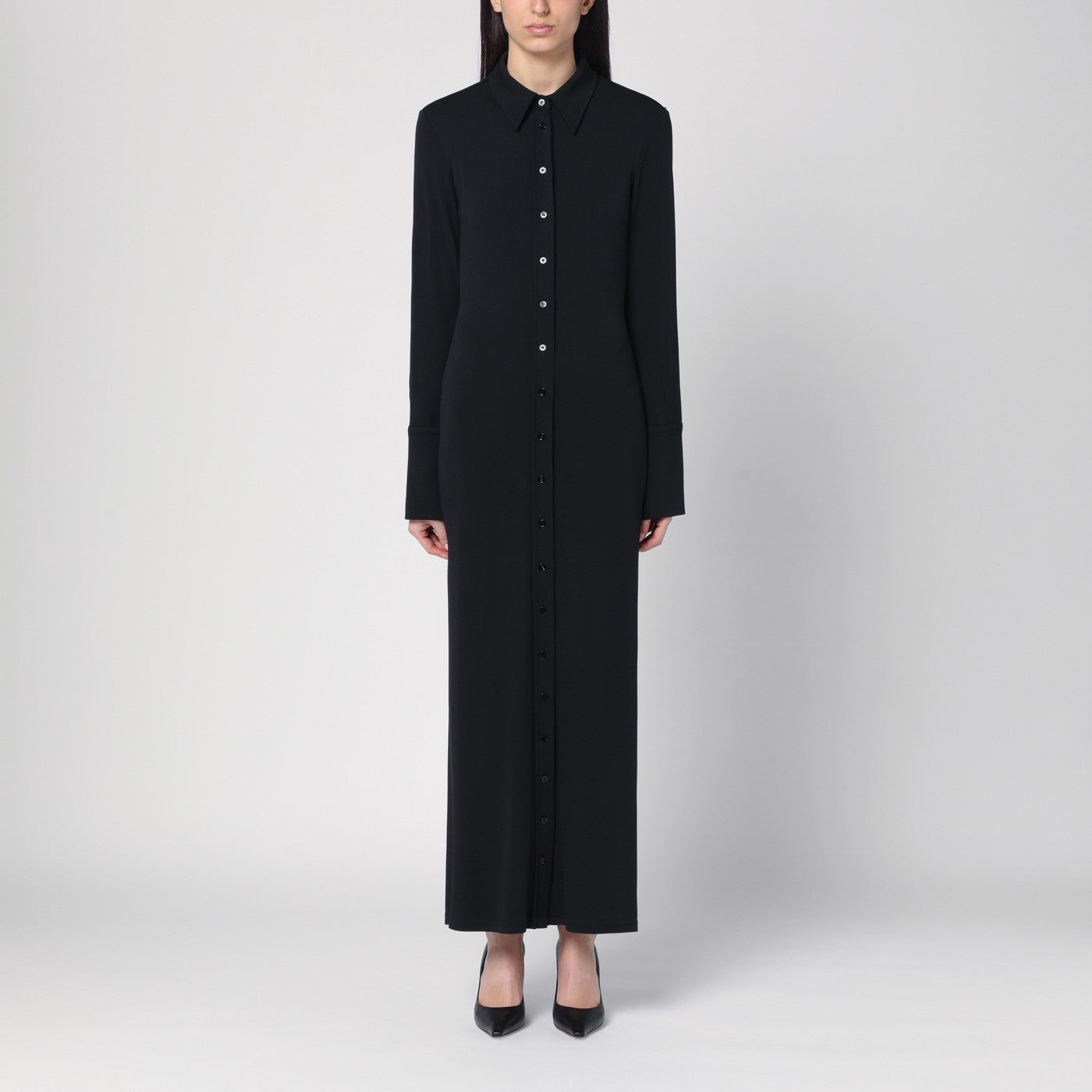 Sportmax Abito chemisier nero in jersey di viscosa