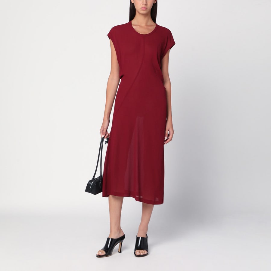 6397 Abito S-Curve bordeaux in chiffon, view 2