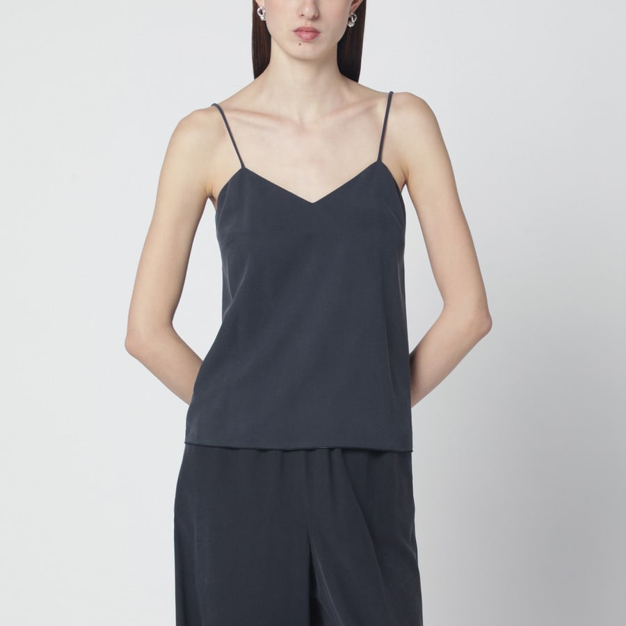 Max Mara Canotta blu in seta