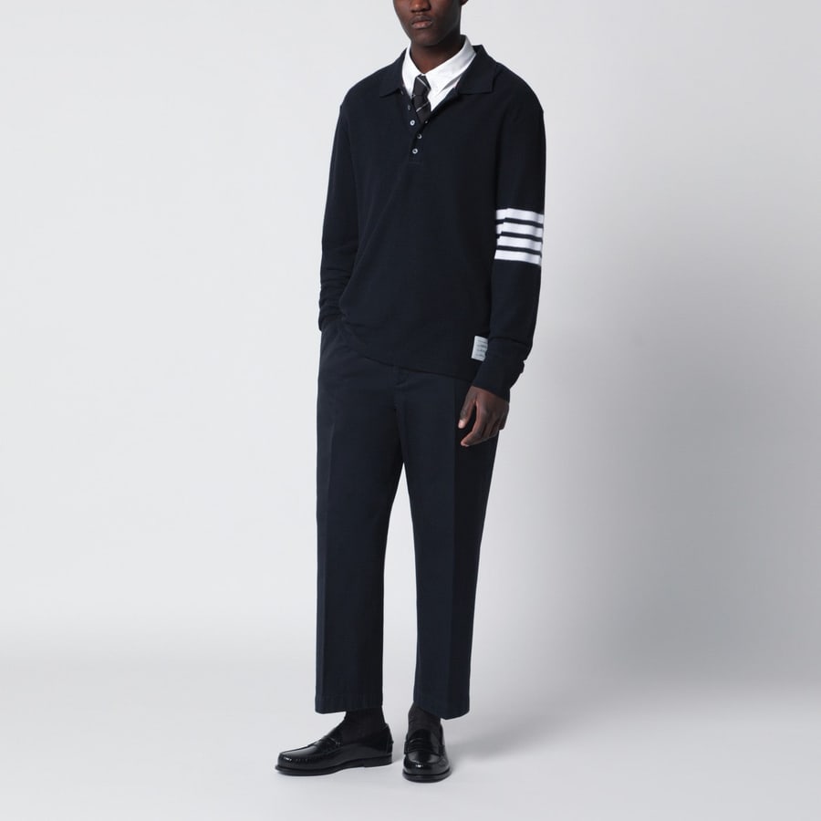 Thom Browne Pantalone blu navy in cotone, view 2