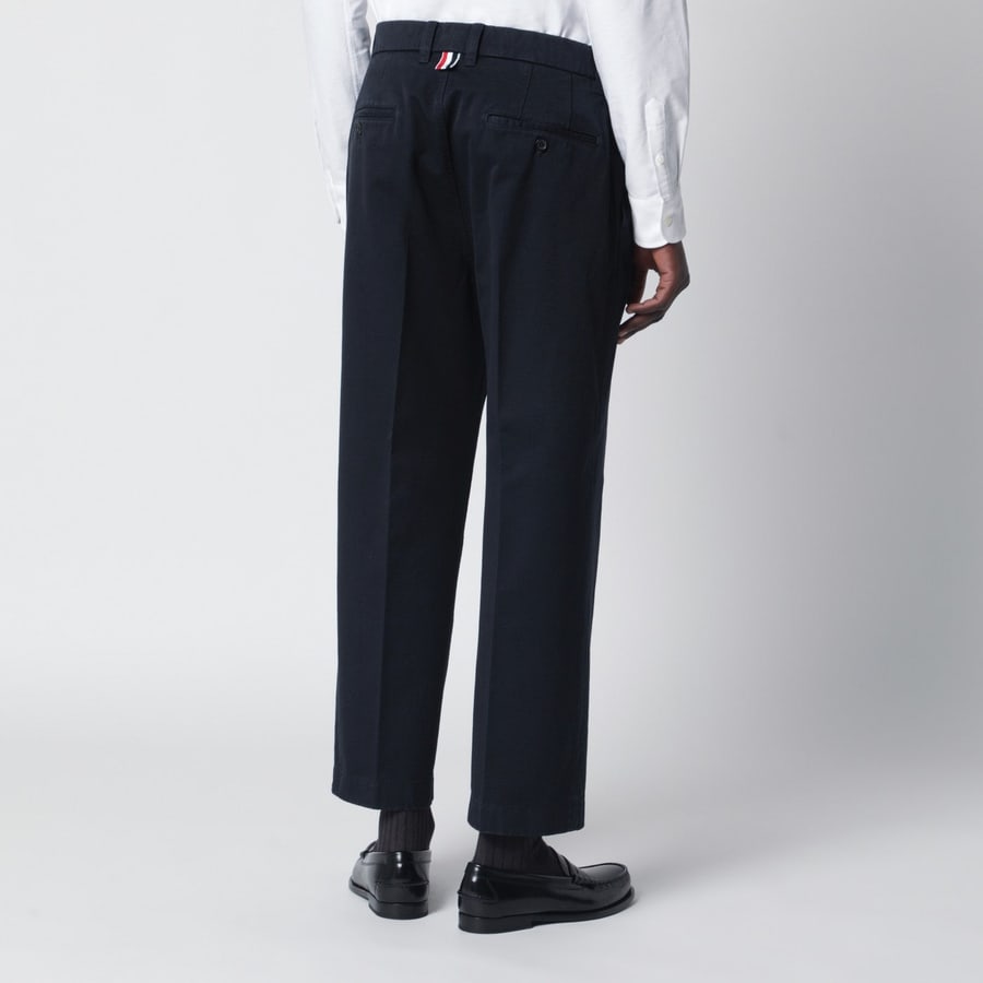 Thom Browne Pantalone blu navy in cotone, view 4