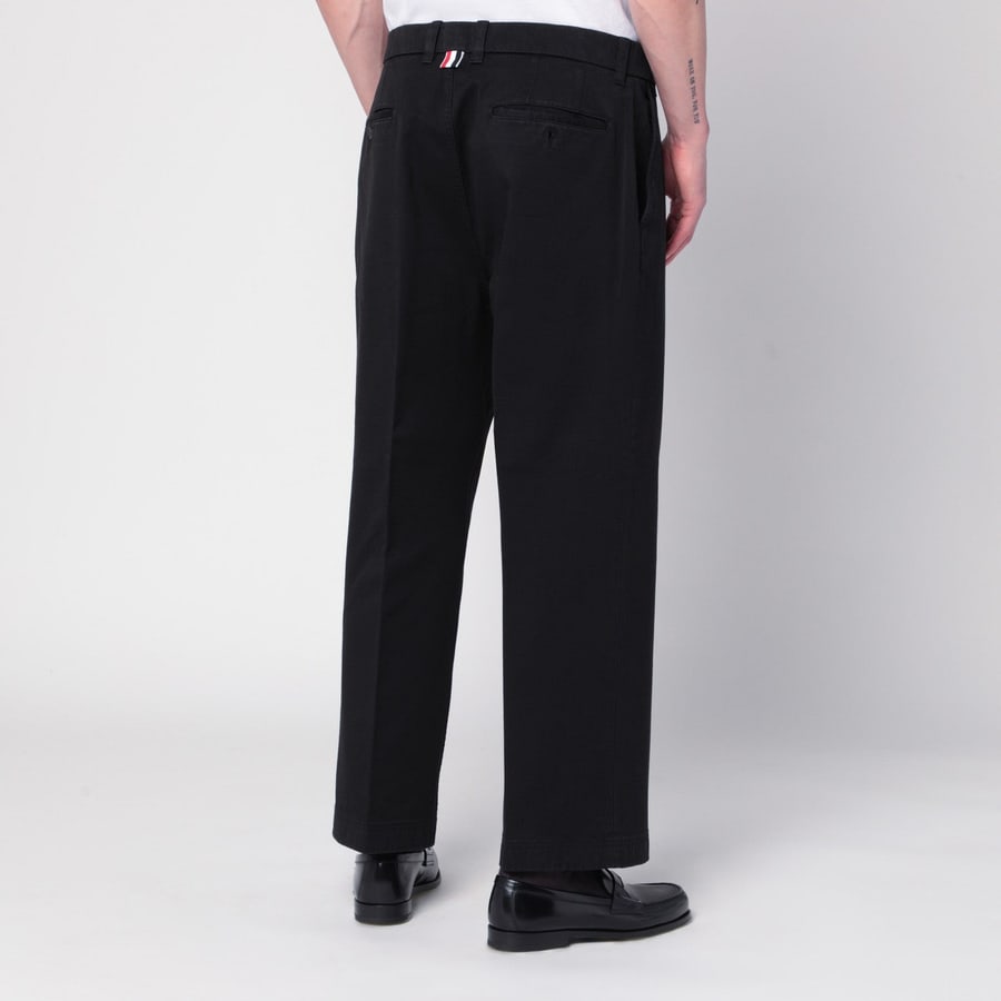 Thom Browne Pantaloni neri in cotone, view 4
