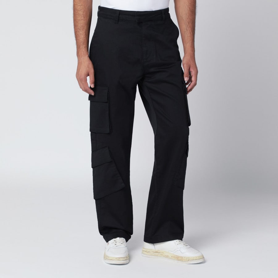 REPRESENT Pantalone cargo nero in cotone