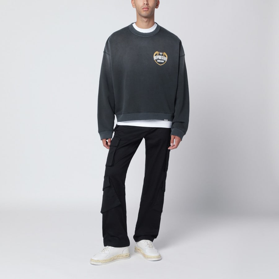 REPRESENT Pantalone cargo nero in cotone, view 2