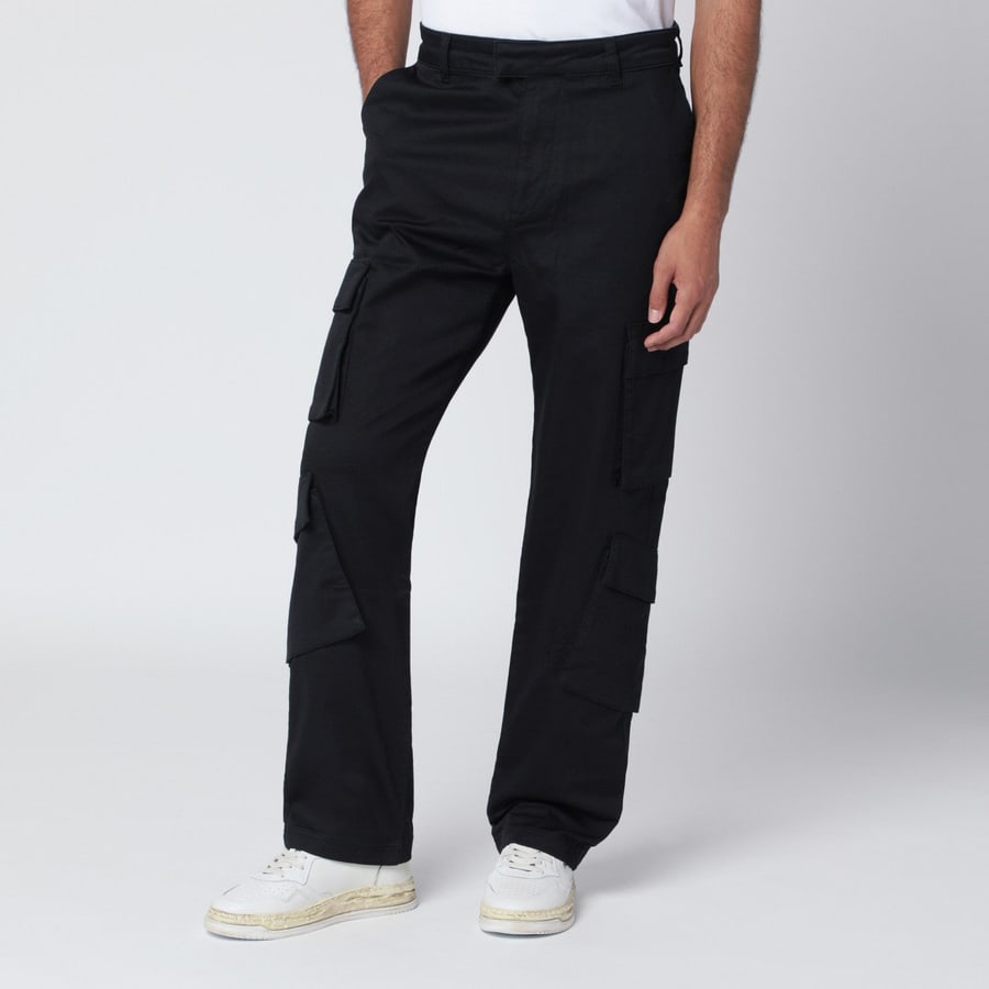 REPRESENT Pantalone cargo nero in cotone, view 3