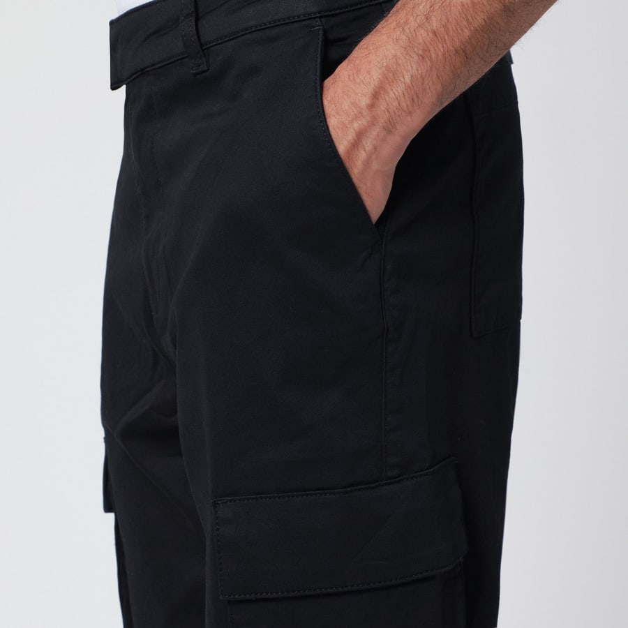 REPRESENT Pantalone cargo nero in cotone, view 5