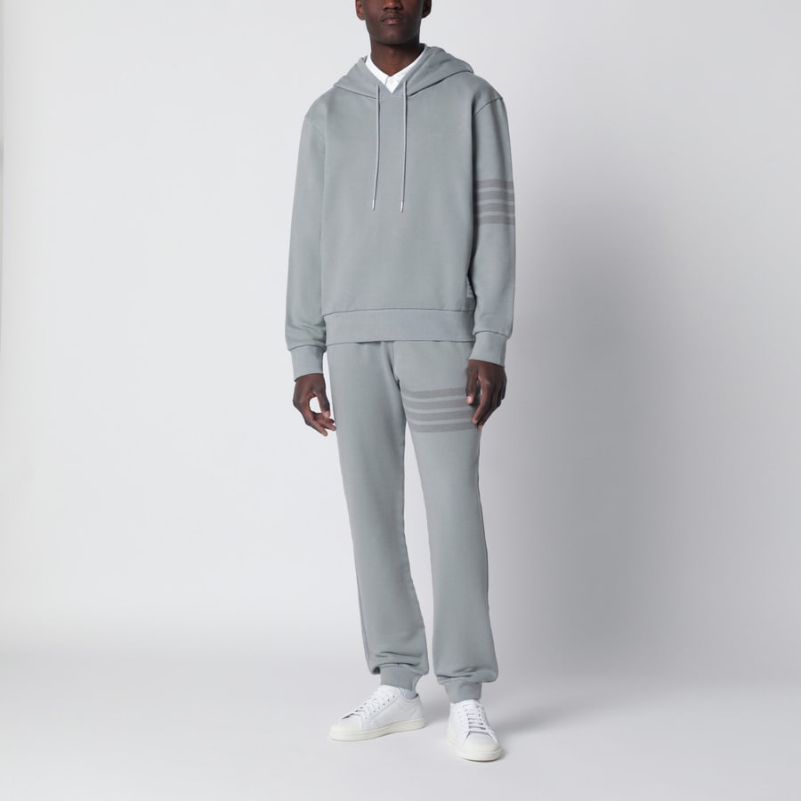 Thom Browne Pantalone jogging grigio in cotone, view 2