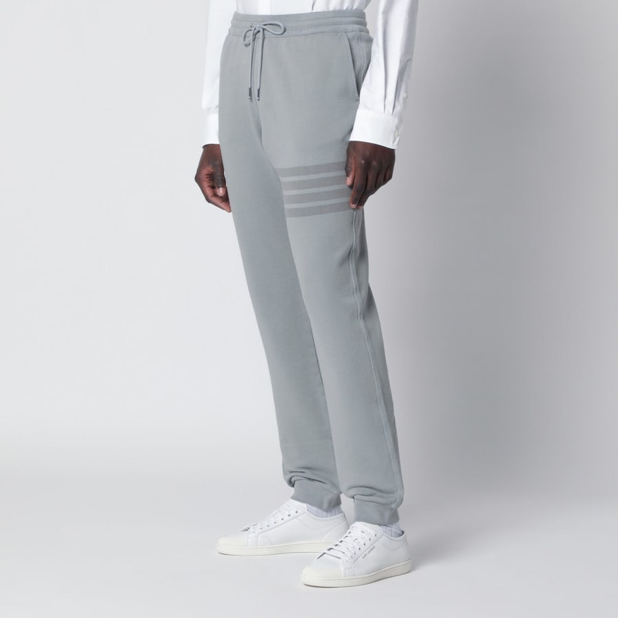 Thom Browne Pantalone jogging grigio in cotone, view 3
