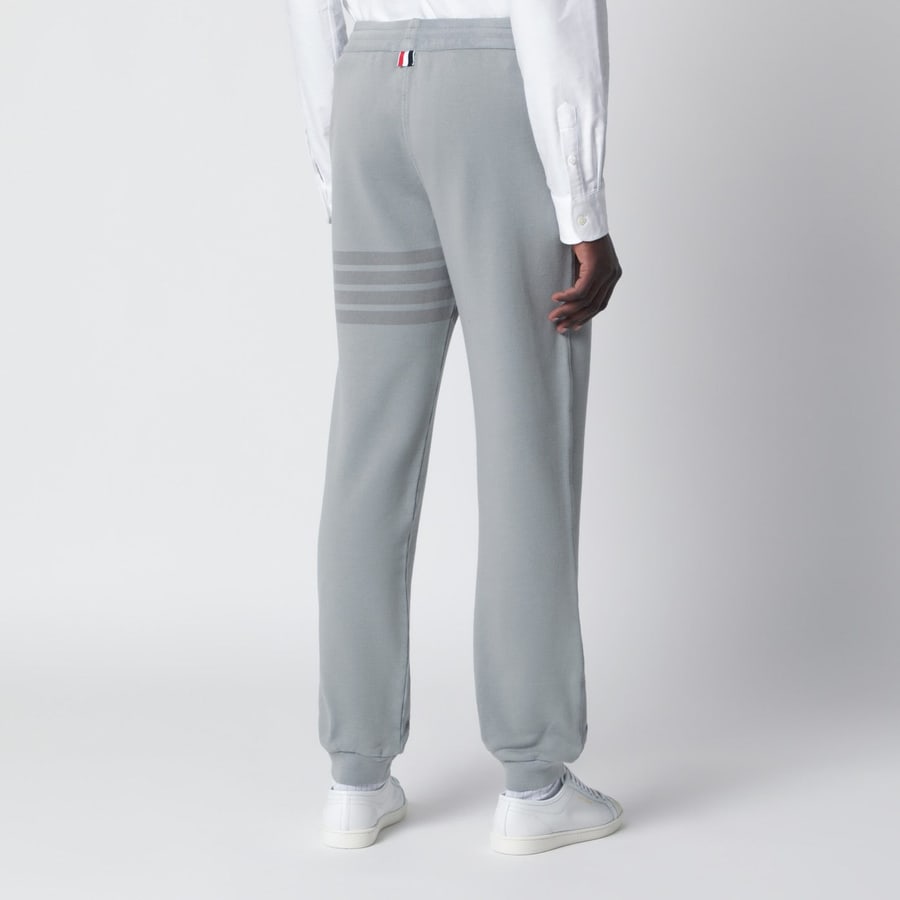 Thom Browne Pantalone jogging grigio in cotone, view 4
